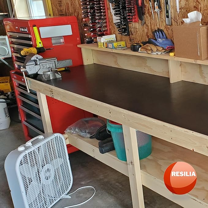 RESILIA Work Bench Mat - 24" X 96", Scratch-Resistant PVC Mats - Protect Your Workbench, Table, or Tool Station from Painting, Woodworking, Crafting, Building, & More, Black, Made in The USA
