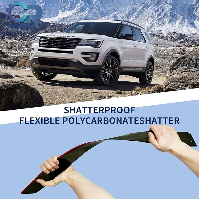 4PCS Rain Guards Window Visor Fit for 2011-2019 Ford Explorer, Tape-on Wind Deflector Shade, Outside Mount Vent Visor Shields, Smoke Tinted, 2012 2013 2014 2015 2016 2017 2018