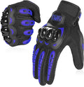 COFIT Motorcycle Gloves Breathable, Touchscreen Motorbike Gloves Anti-Slip with Good Grip Hard Knuckles Protection for Men Women Motocross, BMX ATV MTB Cycling, Road Racing - Blue XL