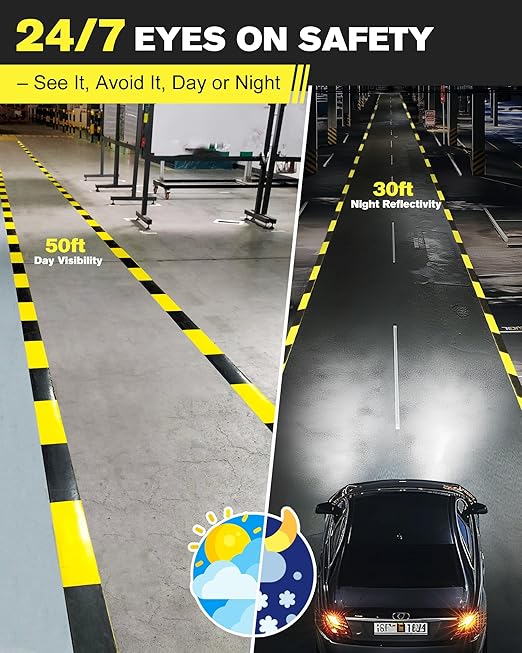 Floor Marking Tape,2 INx108 FT Strong Adhesive Caution Tape,High Durability Warning Safety Tape for Indoor/Outdoor-Warehouses,Factories,Parking Lots,Retail Locations,Black&Yellow,1 Roll