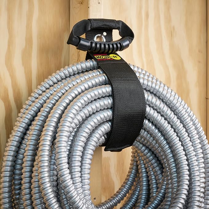 Easy-Carry Wrap-It Storage Straps - 28” (2-Pack) Black with Grommet - Cord Wrap and Hose Organizer for Your RV Tool Kit