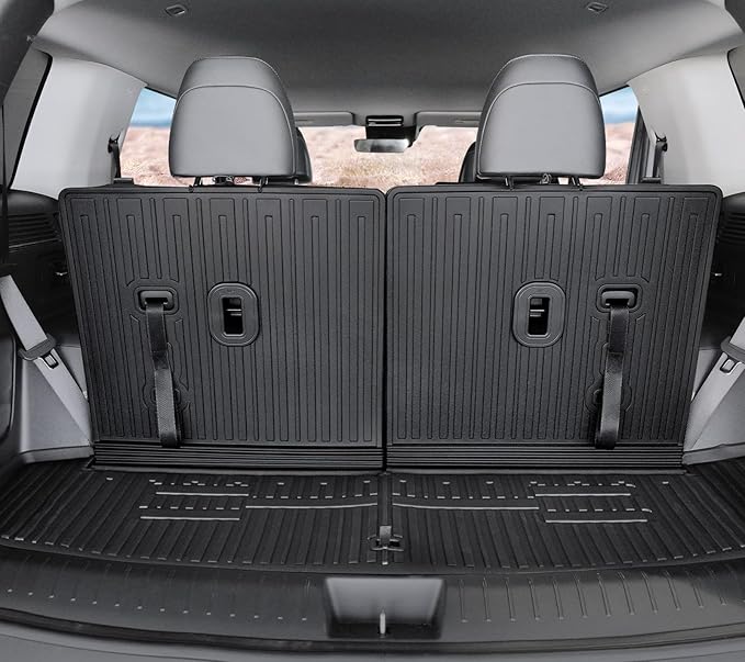 Floor Mats for 2024 2025 2026 Hyundai Santa Fe 6-Seat/7-Seat (Fit Hybrid and Fuel), All Weather TPE Floor Mat and 2-in-1 Cargo Mat with Backrest Mat for Santa Fe Accessories