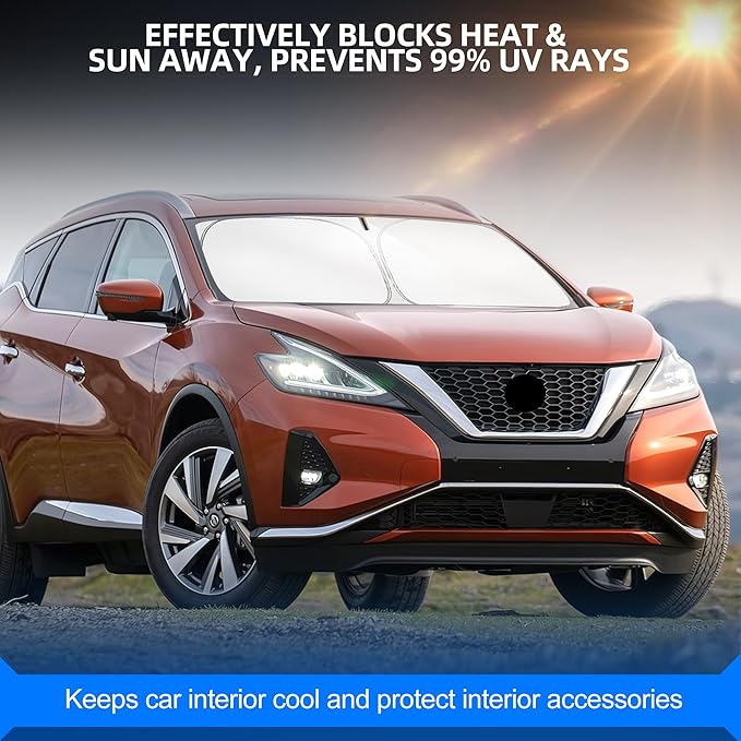 Windshield Sun Shade for Ni-ss-an Murano 2015-2024 Foldable Sunshade Custom Fit Front Window Car Interior Accessories Protector Blocks UV Rays