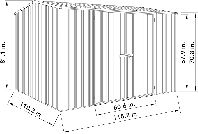Absco Premier Storage Sheds, 10'x10' Metal Garage, DIY Backyard Shed, Utility Tool Storage, Weather & Wind Resistant Aluminum Panels & Steel Frame, Maintenance-Free, 12 Year Warranty, Monument Gray