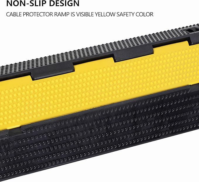 3 Pack Rubber Cable Ramp Hose Cable Protector Ramp 1 Channel 22000Lbs Load Capacity Traffic Speed Bump Wires Power Lines Extension Cord Cover for Indoor Outdoor