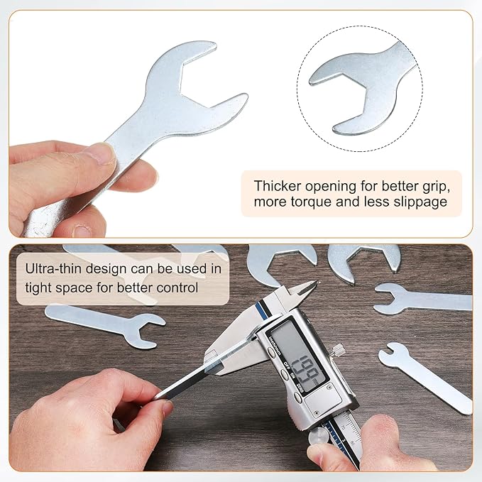 HARFINGTON 10pcs Small Wrench 24x120x2.3mm Metric U-Shaped Single Open Ended Spanner Super Thin Flat Head Galvanizing Wrench for Automotive Repair Furniture Assembly
