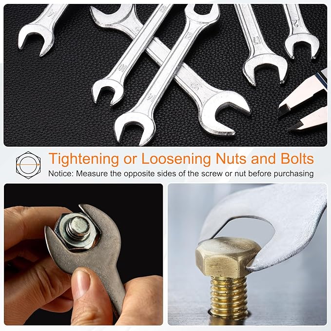 HARFINGTON 2pcs Double Open End Wrench 24mm x 27mm Metric 15 Degree Offset Angle Small Flat Head Wrench Galvanizing Open Ended Spanner for Automotive Repair Furniture Assembly