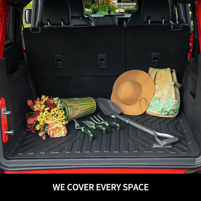 OEDRO Floor Mats Fit for Toyota 4Runner 2013-2024 5-Seater, Custom Fit TPE All Weather Trunk Mat with Backrest Car Accessories, Odorless Anti-Slip Back Seat Protector, Full Mat Set, Black