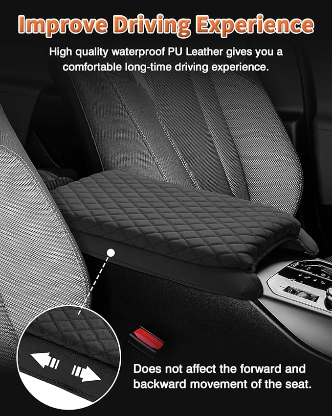 Shademax Custom for 2026 2025 BMW X3 Center Console Cover Armrest Cover for BMW X3 Arm Rest Cushion Pad Leather Middle Console Cover Armrest Seat Box Protector BMW X3 Accessories Anti-Scratch Black