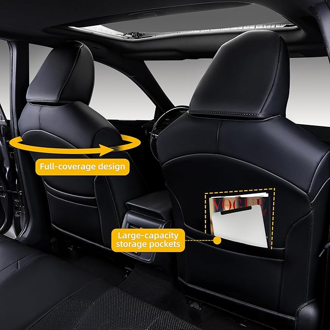 Custom Fit Camry Seat Covers for 2018-2024 Toyota Camry Hybrid LE,SE Full Coverage Waterproof Breathable Leather Car Seat Covers Full Set (Black)