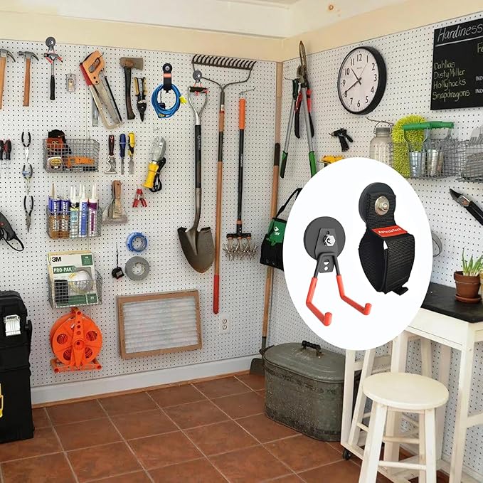 Super Strong Garage Magnetic Hooks Heavy Duty-6Pack,Powerful Magnetic Strips for Power Drill, Garden Tools, Hose, Straps, Steel Pegboard, Garage Magnetic Hooks Hanger,Workshop Tool Holder