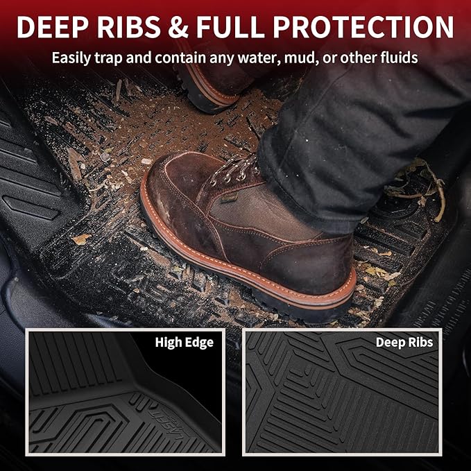 LASFIT Floor Mats and Trunk Mat for Honda Accord Sedan 2023 2024 2025 2026 (Include Gasoline & Hybrid), All Weather TPE Floor Liners 1st & 2nd Row & Cargo Mat Full Set, Black