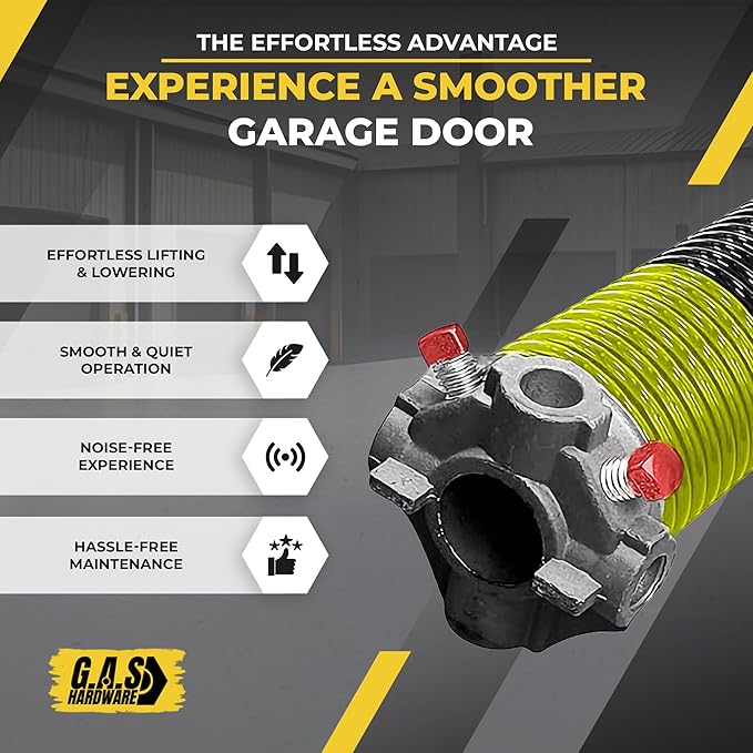 Garage Door Torsion Spring 207x1.75x24 Includes 1” Steel Bearing, Non-Slip Gloves, and Winding Bars for Left Side of Garage Door Precision E-Coating 5-Year Warranty Min. 30,000 Cycles (Red Cone)