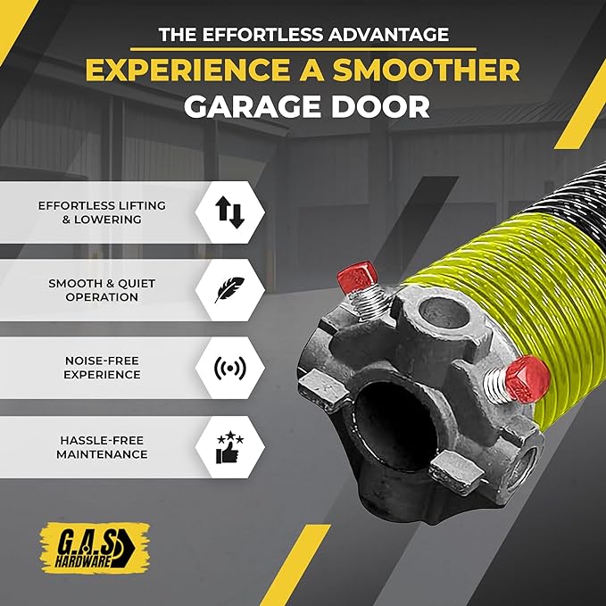 Garage Door Torsion Spring 207x1.75x23 Includes 1” Steel Bearing, Non-Slip Gloves, and Winding Bars for Left and Right Side of Garage Door Precision E-Coating 5-Year Warranty Min. 30,000 Cycles (Pair)