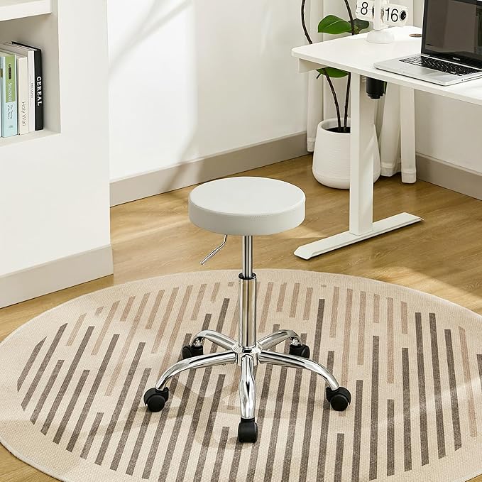 Drafting Stool, Adjustable Office Chair19.5’’-26.6’’, Gray Work Stools with Wheels (Gray)