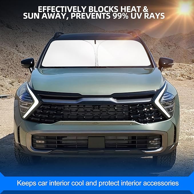 Windshield Sun Shade for Kia Sportage 2023-2025 2026 Foldable Sunshade Custom Fit Front Window Car Interior Accessories Protector Blocks UV Rays