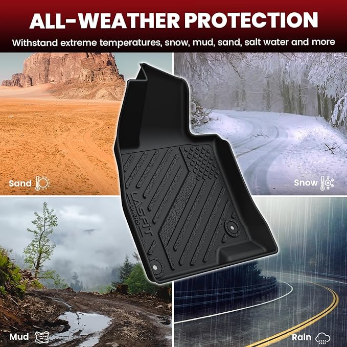 LASFIT Floor Mats & Cargo Mat for Mazda 3 2018 2017 2016 2015 2014 (Only Fits Hatchback, Not Fits Sedan) All Weather TPE Floor Liners Front & Rear Row Full Set Car Mats Accessories - Black