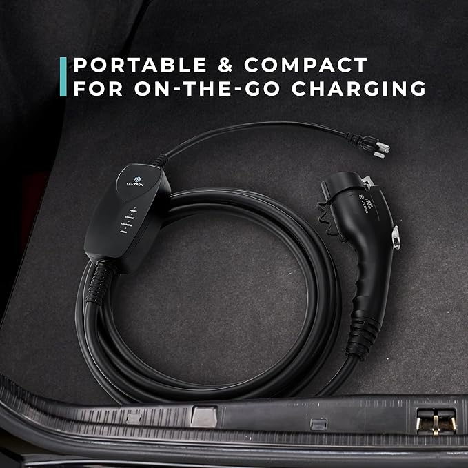 Lectron Level 1 J1772 EV Charger (WiFi) with App Control - 120V, 12 Amp, & 16 ft Cord - Portable Charger for J1772 EVs with NEMA 5-15 Plug - Compatible with All J1772 Evs