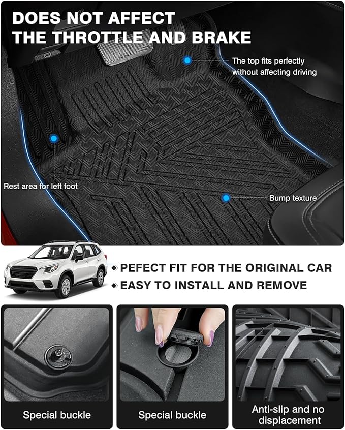 Powerty Floor Mats & Cargo Liner for 2019-2024 Subaru Forester Accessories Cargo Mats TPE All Weather Floor Liners Heavy-Duty Trunk Liners Trunk Mat 3PCS
