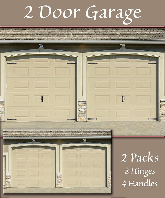 Household Essentials Hinge IT Premium Carriage House Handle & Hinge, Black Garage Door Magnet, 4 Hingle 2 Handles (Pack of 1)
