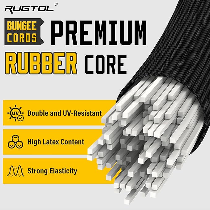 Bungee Cords with Hooks, Upgrade 30pcs Assortment Heavy Duty Outdoor with 24'' 32'' 48'' Adjustable Bungee Cords, 10'' J Hooks Cord, 6" Canopy Tarp Ball Ties and Tarp Clips Drawstring Organizer Bag