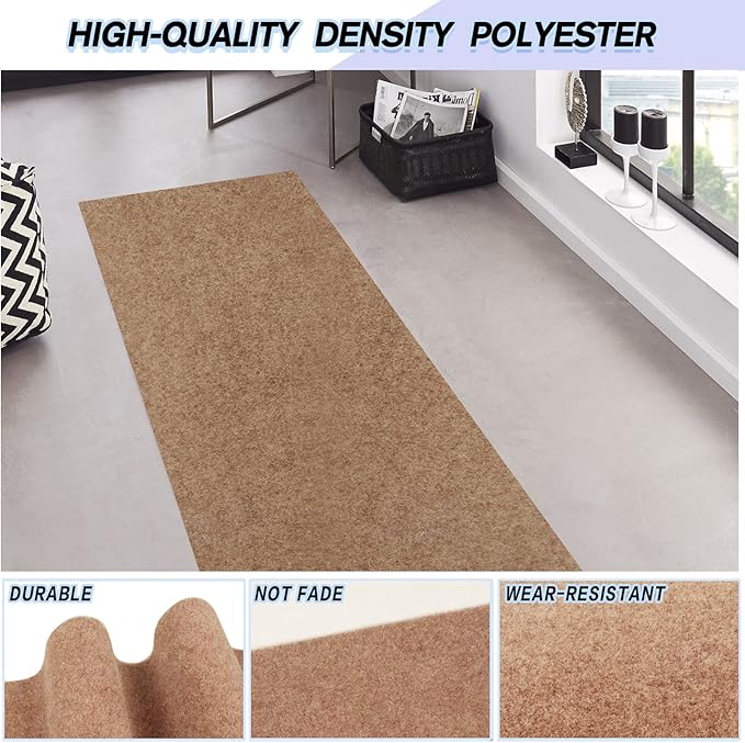 Custom Size Backed Non-Slip Area Rugs Runner, Easy Clean, Waterproof Runner Rugs for Hallway Entryway, Kitchen, Laundry, 2FT x 35FT, Beige