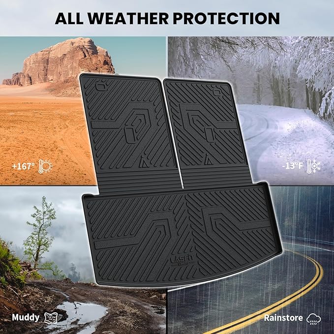 LASFIT Trunk & Backrest Mat for Ford Explorer 2020-2025, Custom Fit All Weather Protector TPE One-Piece Design Easy Installation Trunk with Seatback Mat, 1pc Black