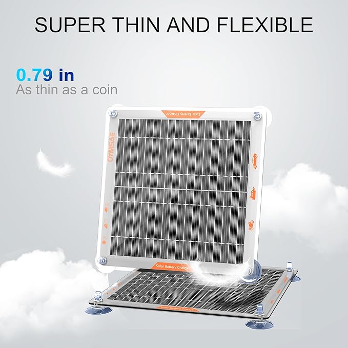OYMSAE 5W 12V Solar Car Battery Charger Portable Waterproof Solar Power Battery Charger & maintainer with Trickle Cigarette Lighter Plug & Alligator Clip
