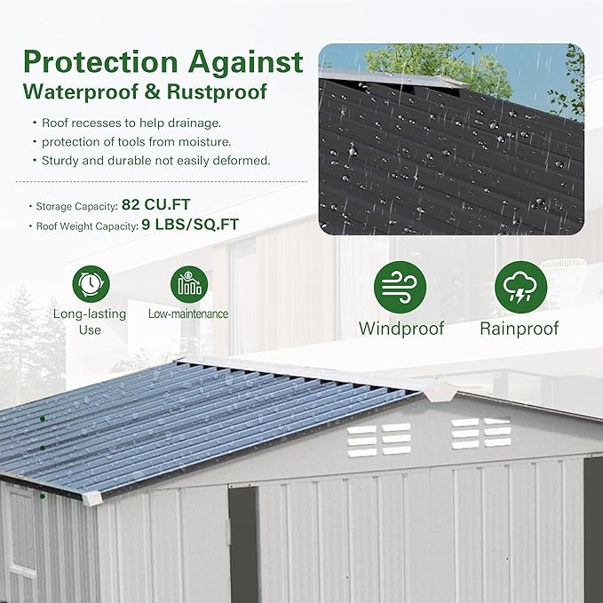 6X3.5 FT Outdoor Storage Shed with Window, Metal Garden Sheds w/Lockable Door and Vents, Waterproof Steel Tool House for Backyard, Patio, Lawn, Sundries & Utility Storage, White