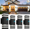 tewei 4 Pack Dusk to Dawn Outdoor Wall Lights Modern Exterior Light Fixture, 2-Layer Black Outside Lights for House, IP65 Waterproof Up and Down Outdoor Sconces Wall Lighting for Garage Porch, 3000K