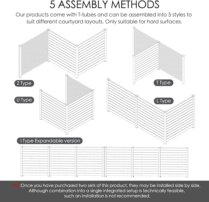 Kozyard 50" W x 48" H Privacy Screens Fence Panel Specifically for Hard Surfaces, Aluminum Post Air Conditioner Fence Panels, with Hard Surface Installation Kit for Outdoor Backyard Patio