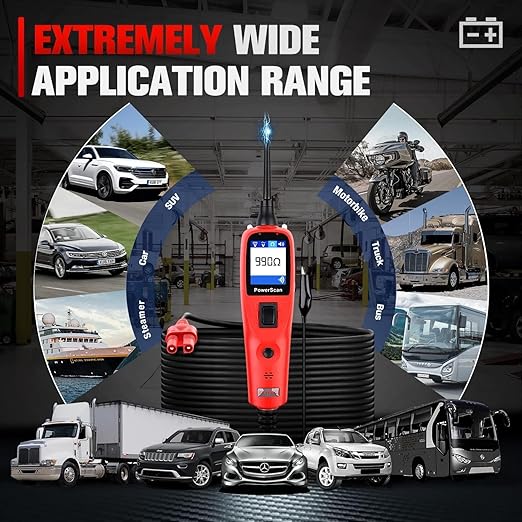 Autel PowerScan PS100 Power Circuit Probe Kit - 12V 24V Car Circuit System Diagnostic Tool, Automotive Circuit Tester with 20ft Extension Cable, Easy to Read AC/DC Current Resistance