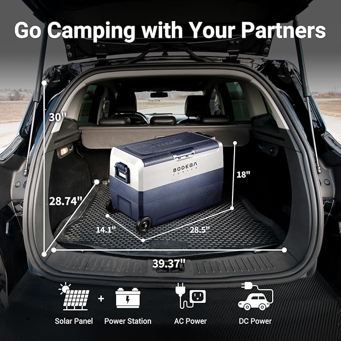 BODEGACOOLER 12 Volt Portable Refrigerator,53 Quart Car Fridge Dual Zone -4℉-68℉,50L Car Freezer APP Control,Electric Compressor Cooler 12/24V DC and 100-240V AC for RV,Camping,Travel,Truck,Vehicles
