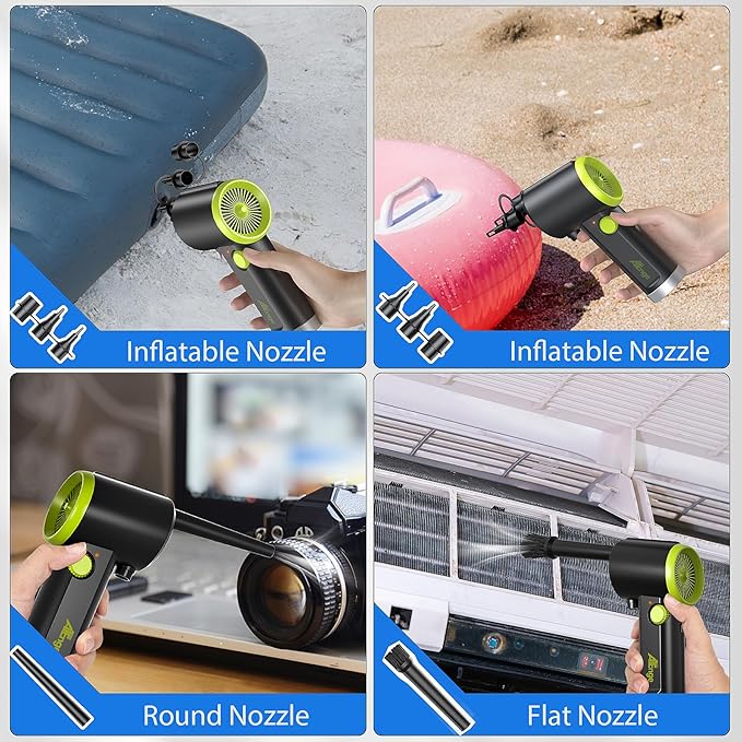 Compressed Air Duster, Electric Air Duster, Handheld Cordless Air Duster, Stepless Speed Motor, 6000mAh Rechargeable Air Blower, Type-C Fast Charge, for Computer, Keyboard, Pet House…