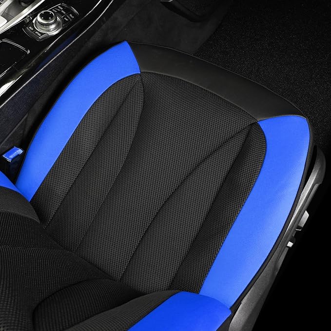 GIANT PANDA Fit Chevy Equinox Trax Malibu Blazer Trailblazer Traverse Tahoe Front Car Seat Cover, 3D Air Mesh Breathable Seat Protector, Blue（2-Pack