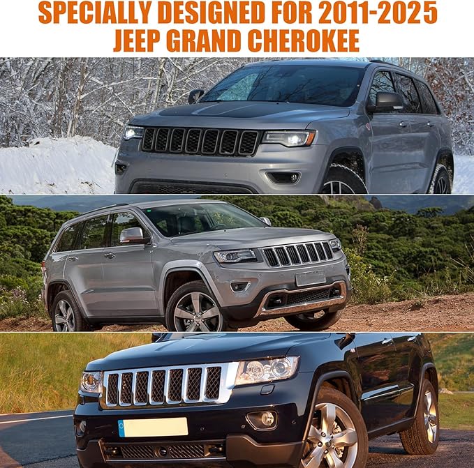 Waterproof Car Covers Replace for 2011-2025 Jeep Grand Cherokee, Multilayer Heavy Duty with Cotton Liner All Weather Car Cover with Zipper Door, Windproof Bands for Snow Rain Dust Protection