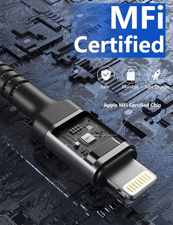 Short iPhone Charger Cable 1FT 2Pack Apple MFi Certified USB Lightning Cable, iPhone Charging Cord Nylon Braided Charger Cable Compatible with iPhone 14 13 12 11 Pro Max XS XR X 8 7 6 Plus 5 iPad