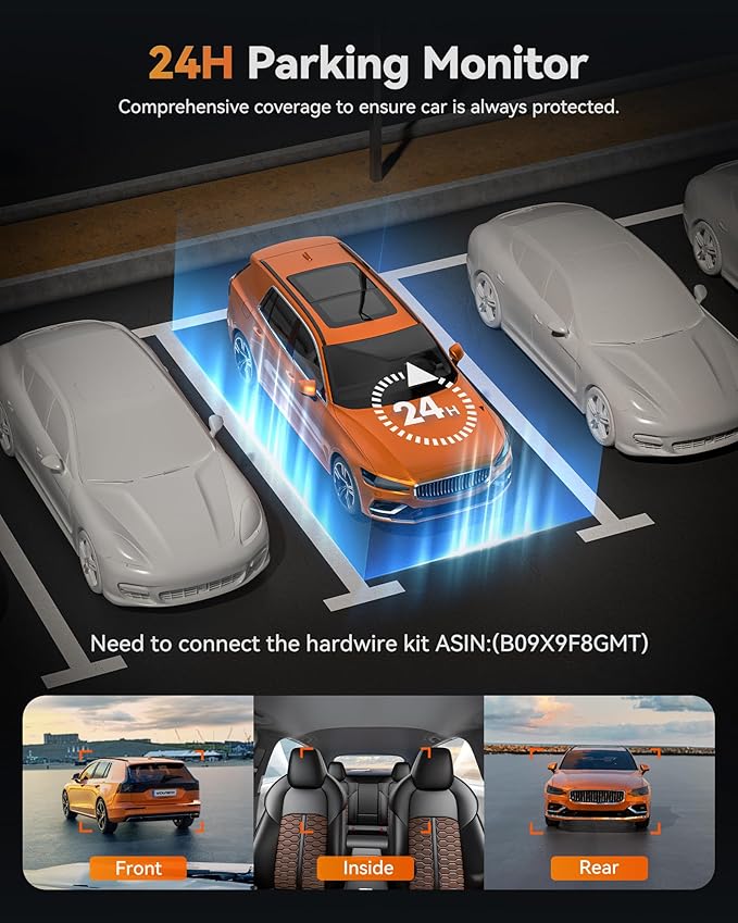WOLFBOX X5 3 Channel 4K HDR Dash Cam, STARVIS 2 IMX678 Night Vision, 4K+2.5K+1080P Front and Rear Inside Car Camera with 128GB Card and GPS, Support Voice Control, Touch Screen and 5.8GHz WiFi