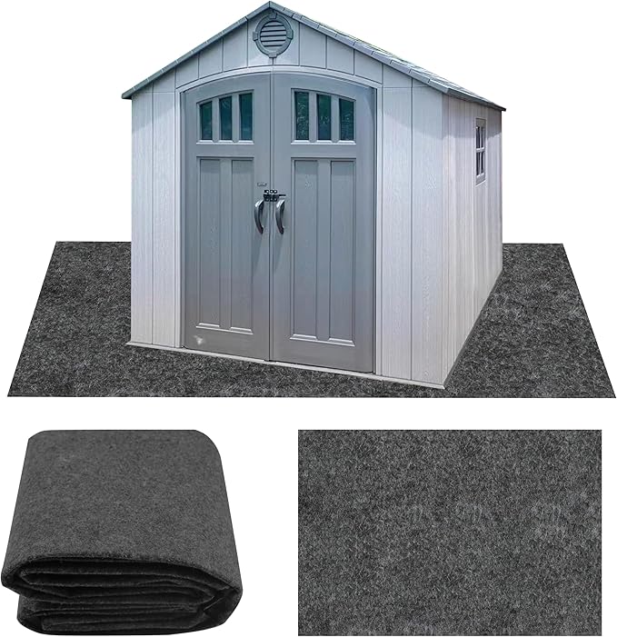 Ogrmar 10 x 10 FT Outdoor Storage Shed Mat, Waterproof Storage Shed Flooring Mat, Soft Patio Furniture Carport Mat Washable with Non-Slip Backing, Storage Shed Not Included (10x10FT)