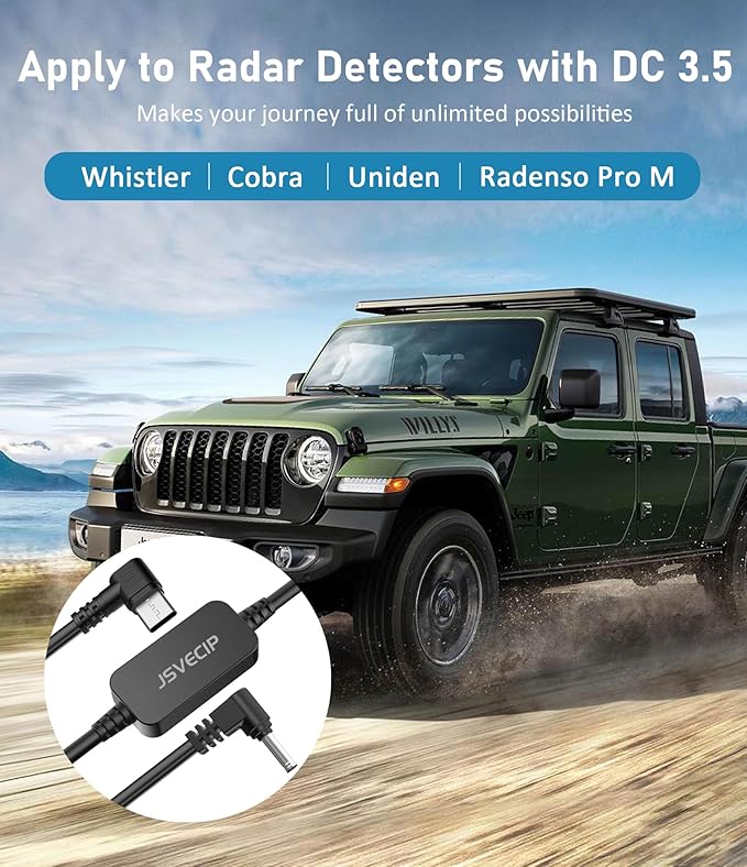 Radar Detector Cord, Type C to DC3.5 Plug Cable,for Cobr Whistler Escort Valentine One Uniden Beltronics Radar Detector,Replacement Power Cable for Radar Detectors