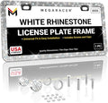 Sparkly Bling License Plate Frame for Women - 1 Pack, 800 Premium Rhinestones, Rust-Free Stainless Steel, Street Legal & Slim Design, Girly Bedazzled Diamond Car Tag Holder with Glitter Crystal Covers