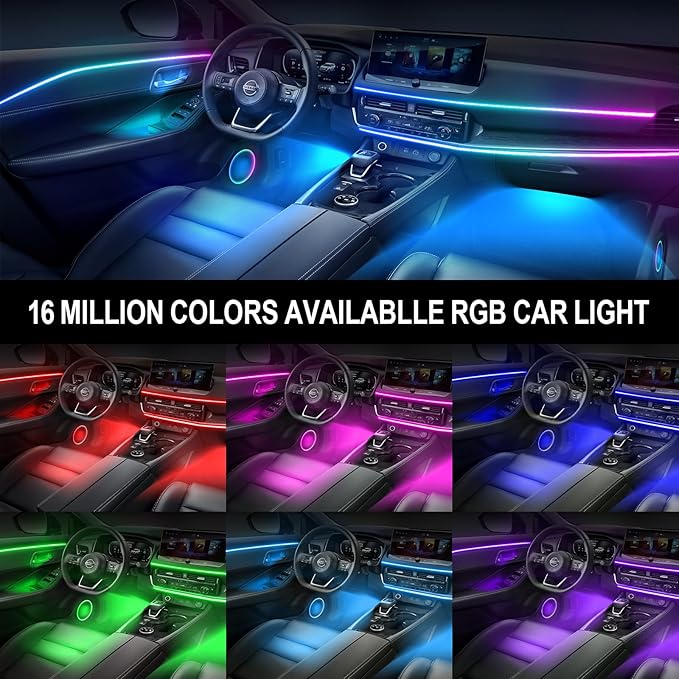 WEBUPAR Dreamcolor Acrylic Interior Car Lights, 10 in 1 LED Strip Lights With APP Control, 213 Modes, 175 Inches 593 LEDs Fiber Optic RGB Neon Lighting