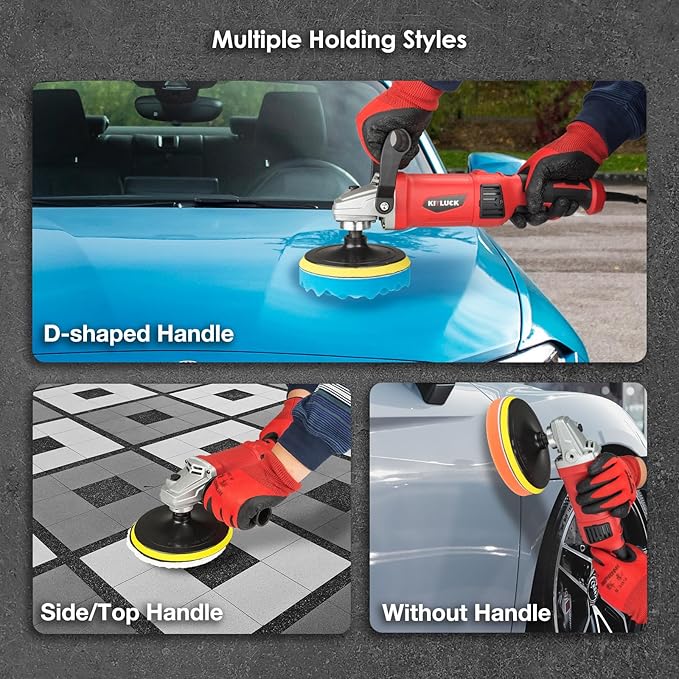 KITLUCK Buffer Polisher, 12Amp 6″/7″ Rotary Polisher for Car Detailing, 1400W 7 Variable Speed Car Buffer Polisher Machine, 800-3500RPM, with Foam Pad, Wool Pad For Car Polishing, Buffing, Waxing