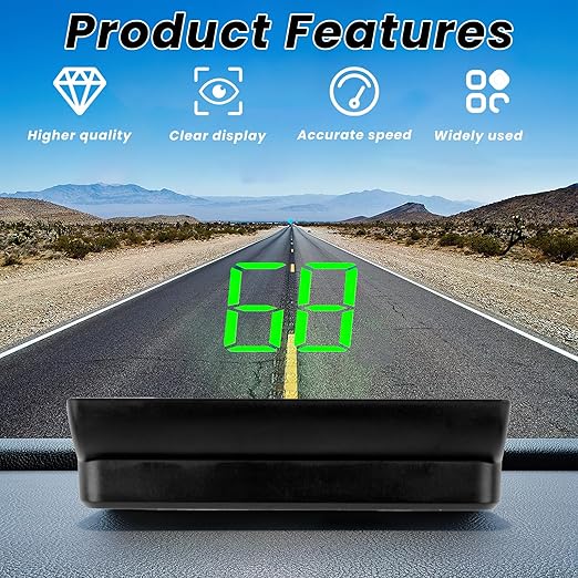 GPS Digital Speedometer for Car MPH, Universal HUD Speed Meter with LED Large Font, Plug Play for Car Truck Motor SUV Golf Cart All Vehicles (HUD Speedometer (Green Display))