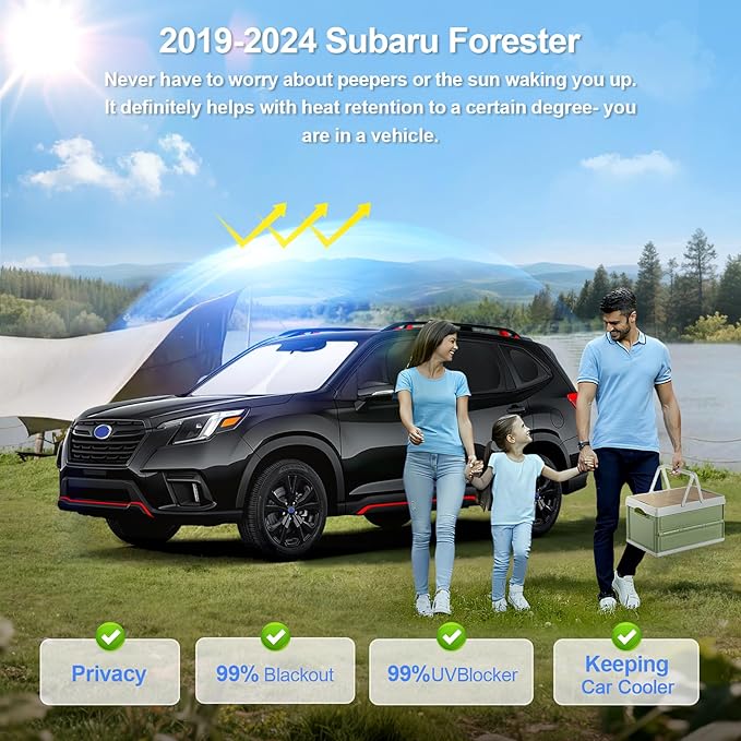 8pcs Car Window Shades for Subaru Forester 2019-2024 Accessories,Windshield Side Rear Full Sunshade,Sun Visor UV Blocking, Privacy Protection and Blackout for Camping Outdoor