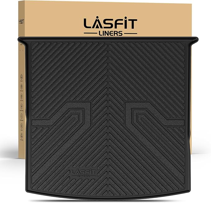 LASFIT Cargo Mat for Volkswagen Tiguan 2018-2024（Fit 5 Seats Not Fit 7 Seats）, Custom Fit All-Weather TPE Rubber Trunk Mat for VW Accessories, Waterproof, Easy to Clean, Black