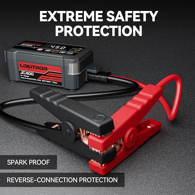 JC400 9-in-1 Battery Charger and Jump Starter, 2500A 12V Portable Jump Box for Car Upto 8.5L Gas/6.5L Diesel, 750mA/1A/2A, 6V/12V Automotive Battery Maintainer, Trickle Charger and Desulfator