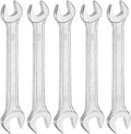 HARFINGTON 5pcs Double Open End Wrench 9mm x 11mm Metric 15 Degree Offset Angle Small Flat Head Wrench Galvanizing Open Ended Spanner for Automotive Repair Furniture Assembly