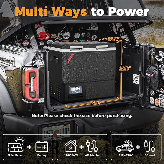 Setpower DT55 Portable Refrigerator with APP Control, 59QT(55L) Dual Zone Fridge Freezer, Electric Coolers for Vehicles AC/DC, Car Refrigerator 12V Portable Fridge
