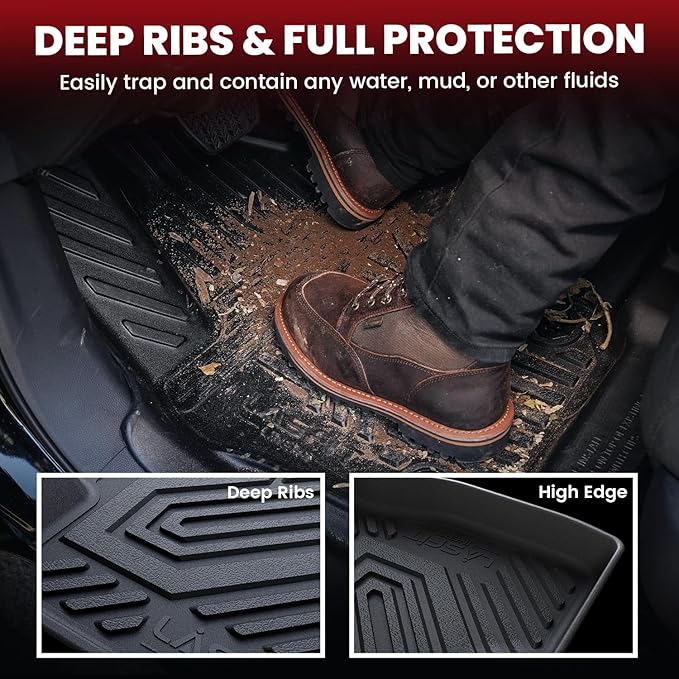 LASFIT Floor Mats Custom Fit for Toyota Corolla Cross 2022-2025（Fit Hybrid Not Fit Gasoline）, All-Weather Protection TPE 1st & 2nd Row Car Liners for Toyota Accsessories, Easy to Clean, Black